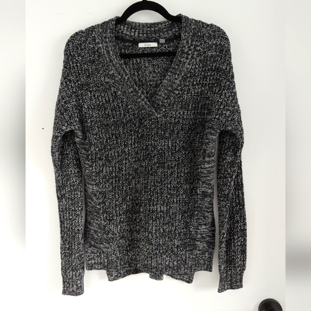 Dex V-neck sweater marbled grey